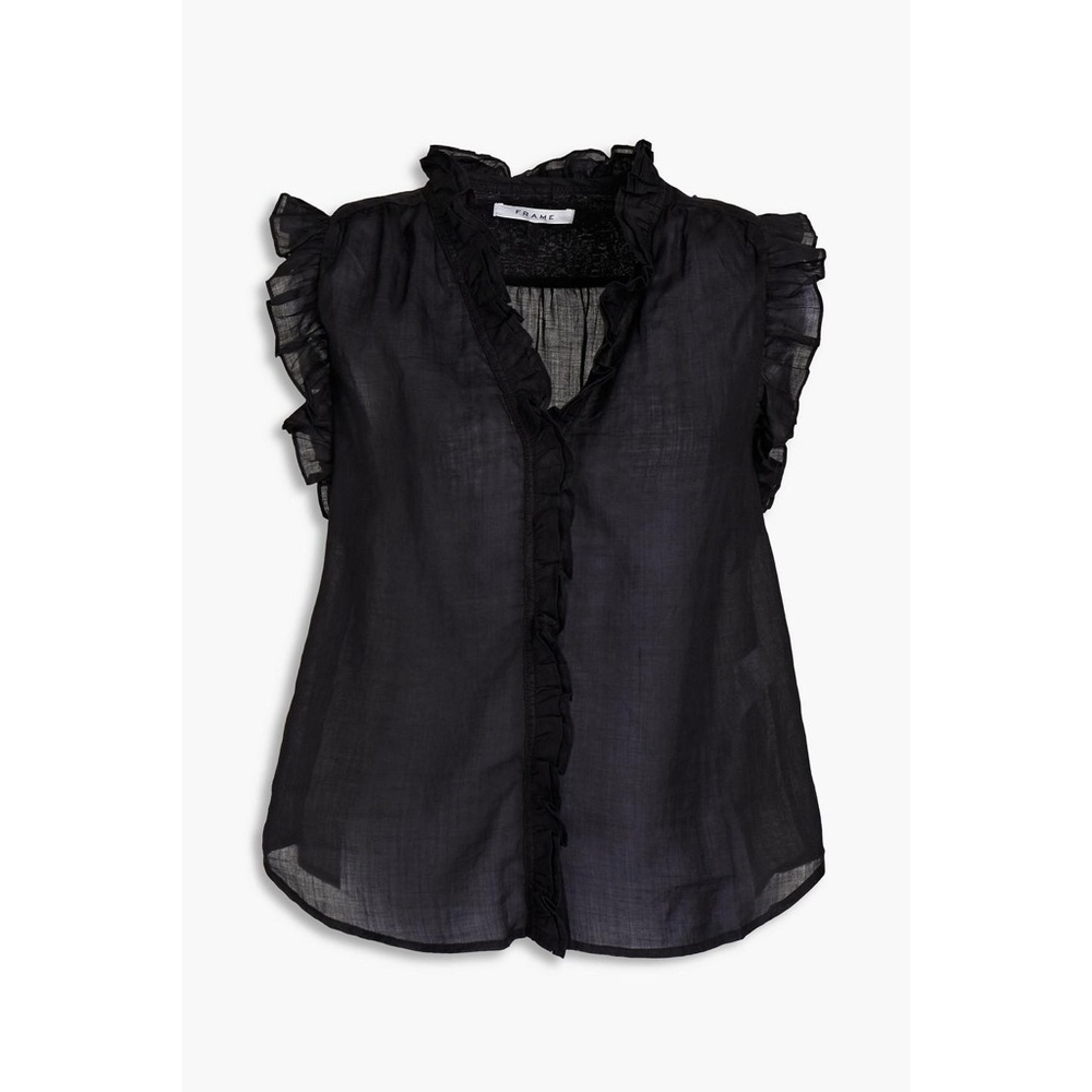 NWOT FRAME Lauren Ruffled Ramie Blouse